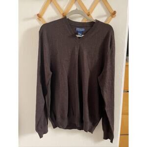 Joseph & Lyman Sweater Men's Large Italian 100% Merino Wool Pullover Brown